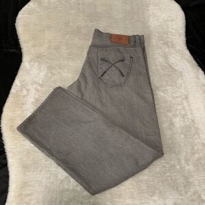 Akoo Mens Gray Straight Denim Jeans Size 38x33 Cotton Pants